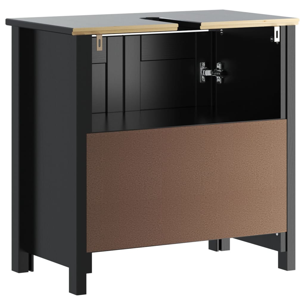 Bathroom Sink Cabinet "BERG" Black 60x34x59 cm Solid Wood Pine