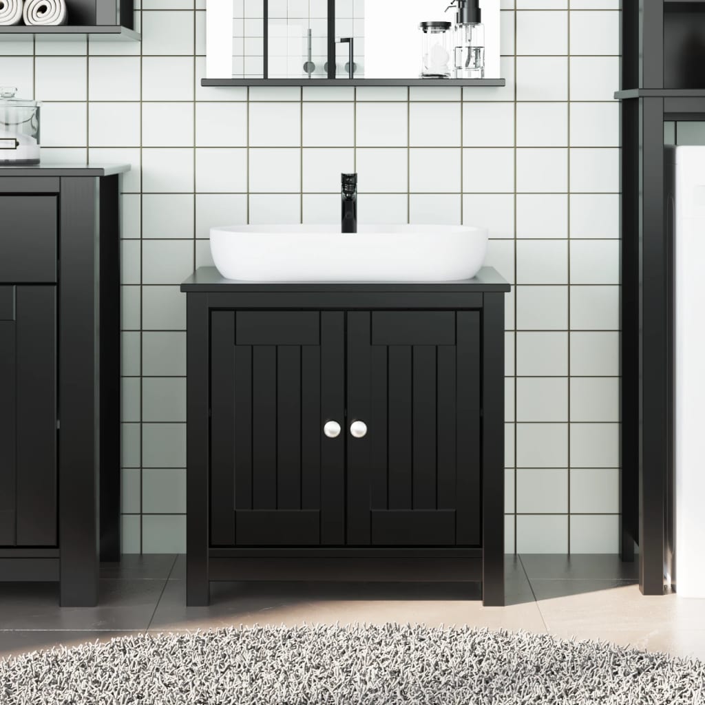 Bathroom Sink Cabinet "BERG" Black 60x34x59 cm Solid Wood Pine