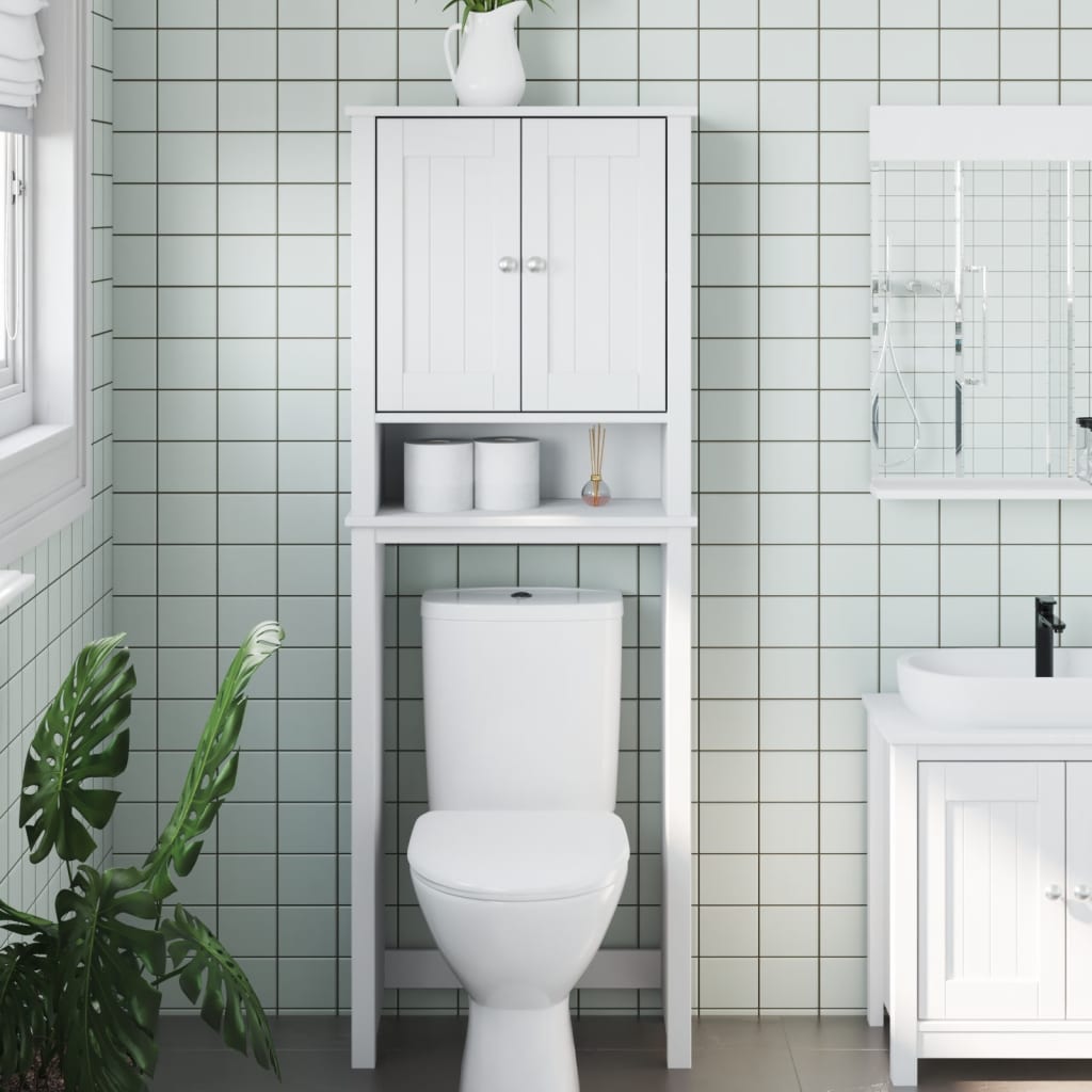 Over-the-Toilet Storage "BERG" White 60x27x164,5 cm Solid Wood