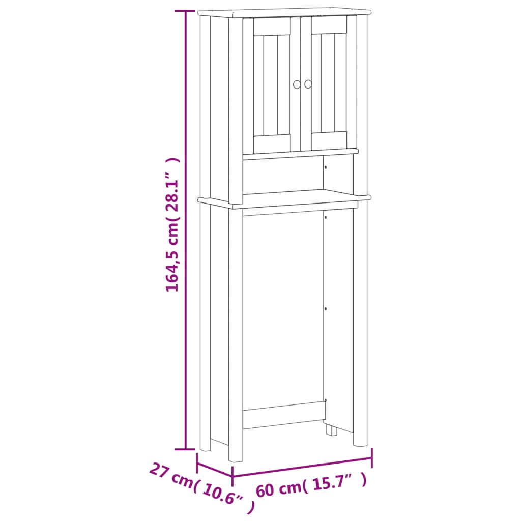 Over-the-Toilet Storage "BERG" Black 60x27x164,5 cm Solid Wood