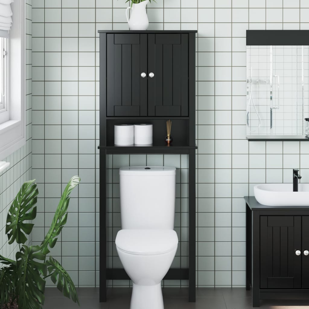 Over-the-Toilet Storage "BERG" Black 60x27x164,5 cm Solid Wood