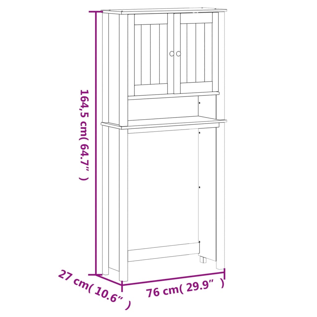 vidaXL Washing Machine Cabinet BERG White 76x27x164.5 cm Solid Wood