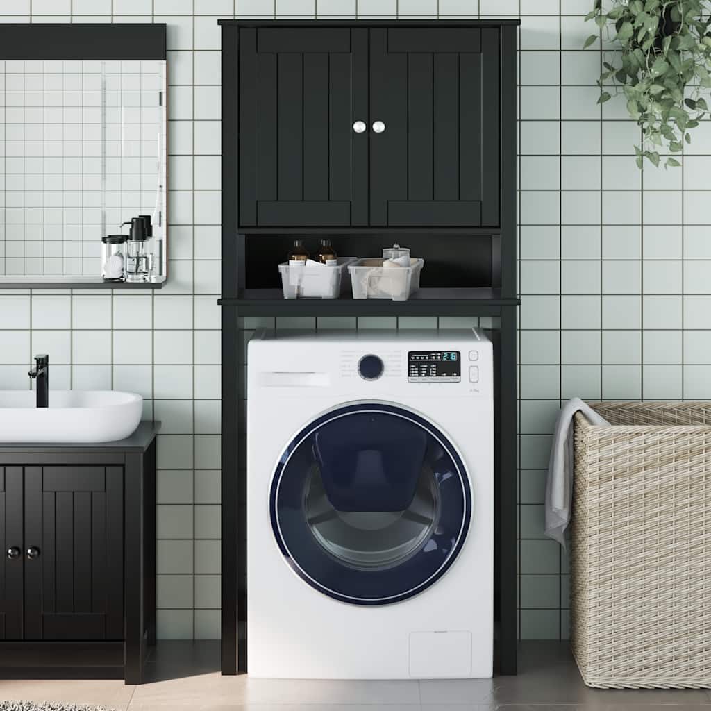 Washing Machine Cabinet "BERG" Black 76x27x164,5 cm Solid Wood