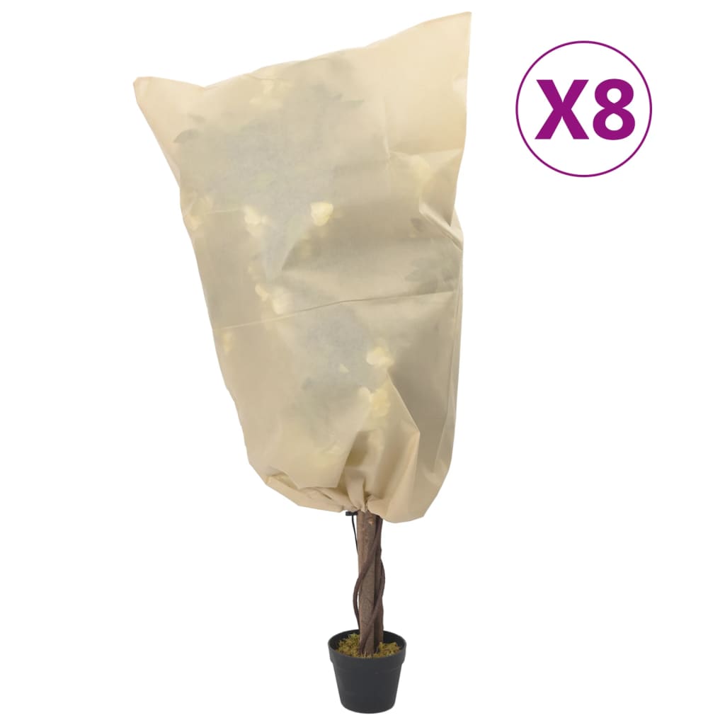 vidaXL Plant Fleece Covers with Drawstring 8 pcs 70 g/m² 0.8x0.8 m