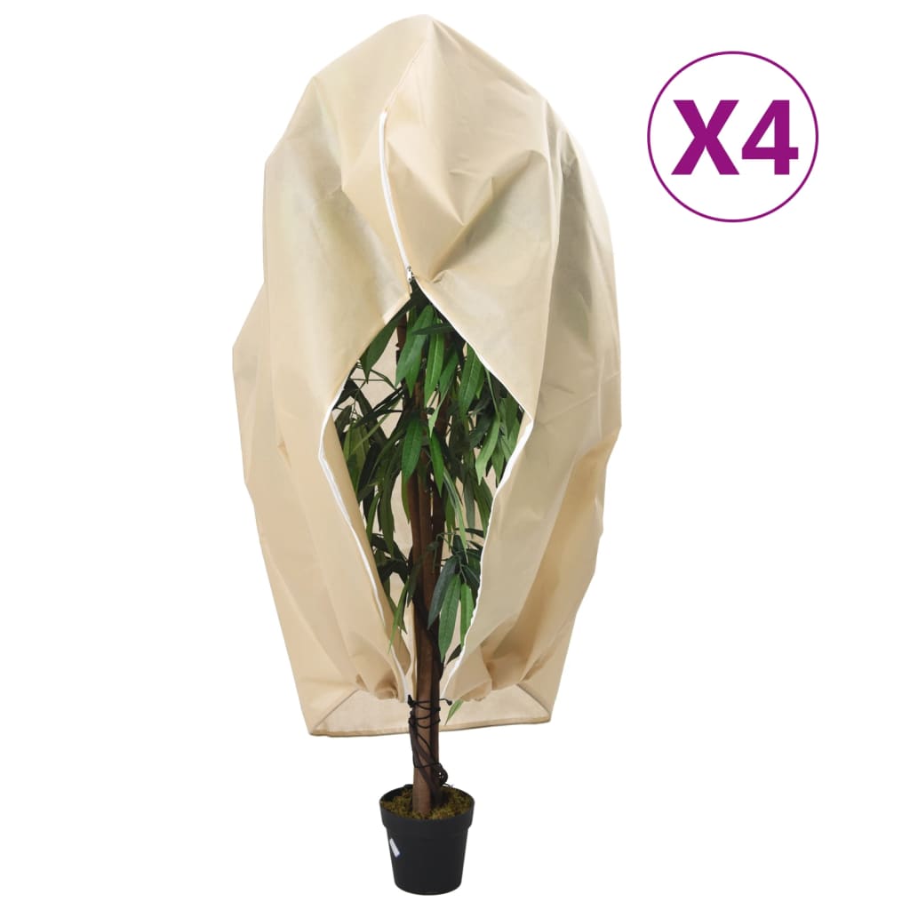 vidaXL Plant Fleece Covers with Zip 4 pcs 70 g/m² 1.55x1.55 m