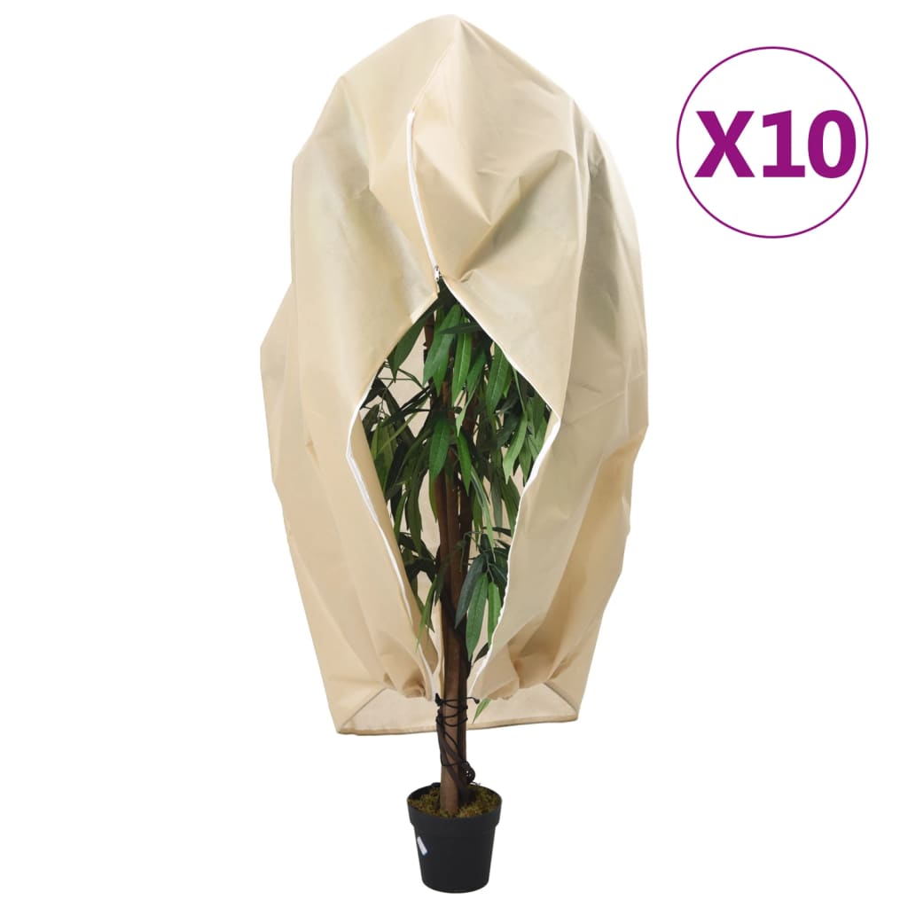 vidaXL Plant Fleece Covers with Zip 10 pcs 70 g/m² 3.14x2.5 m