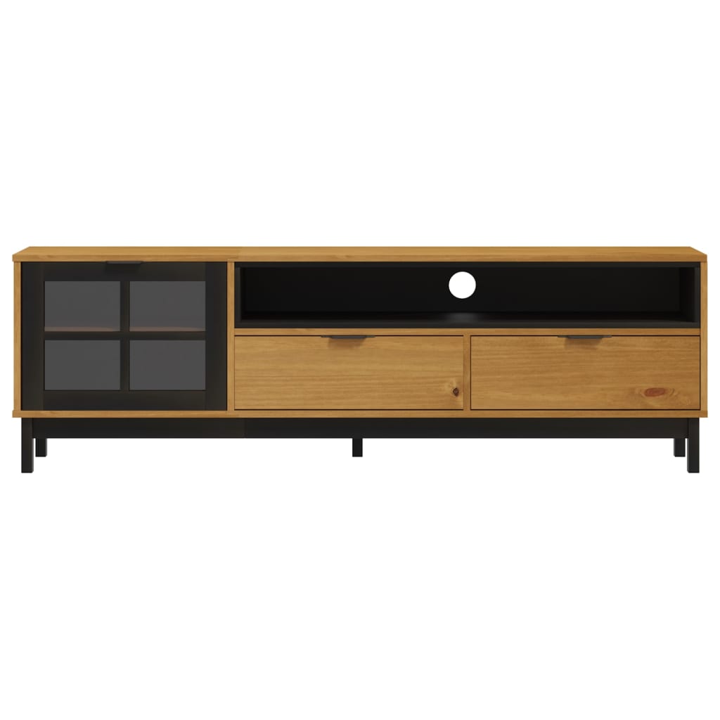 vidaXL TV Cabinet with Glass Door FLAM 158x40x50 cm Solid Wood Pine