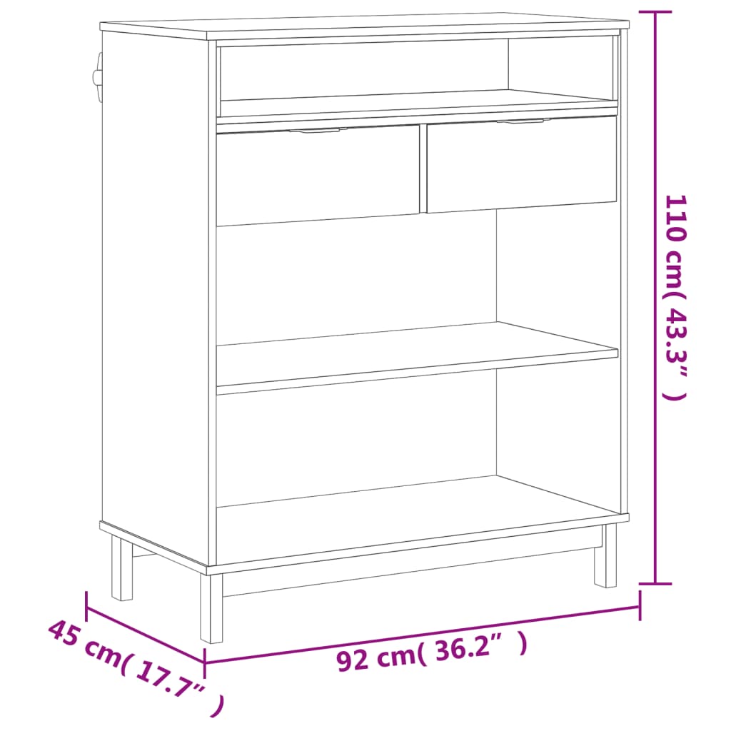 Bar Table FLAM 92x45x110 cm Solid Wood Pine