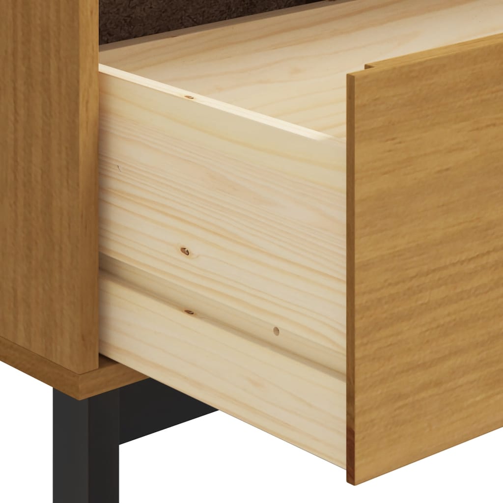 Sideboard with Glass Door FLAM 110x40x80 cm Solid Wood Pine
