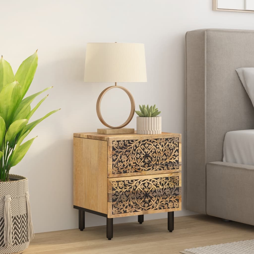 vidaXL Bedside Cabinet 40x33x46 cm Solid Wood Mango