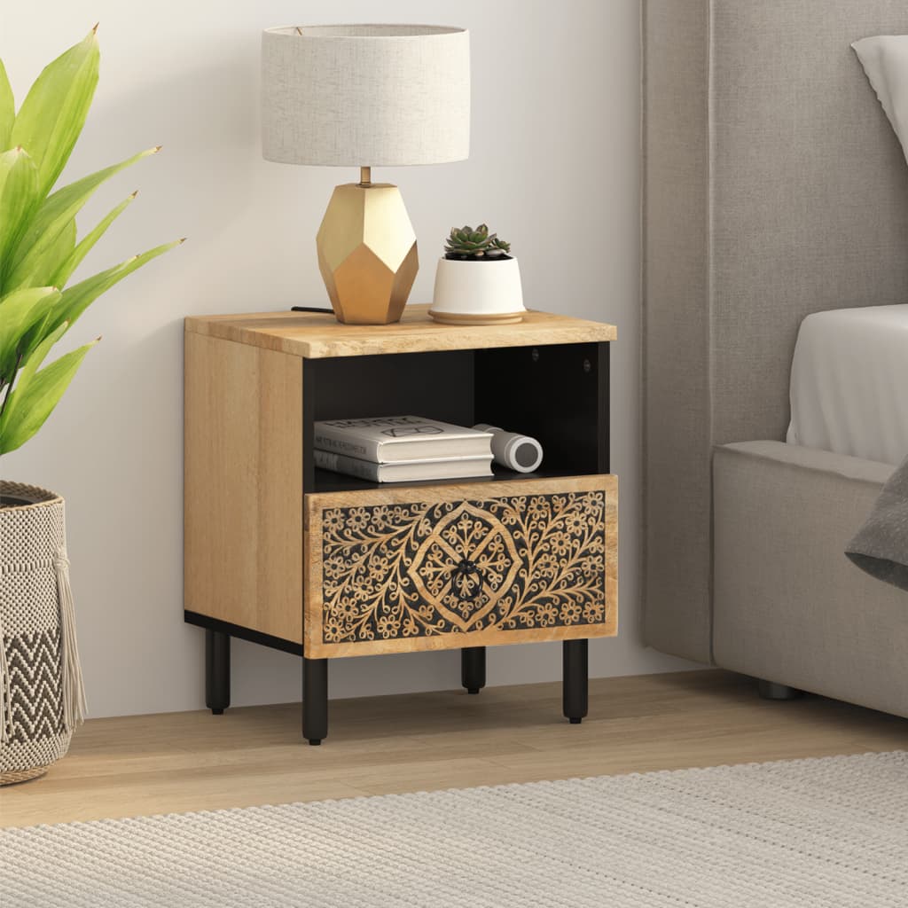 vidaXL Bedside Cabinet 40x33x46 cm Solid Wood Mango