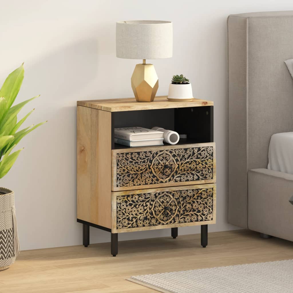 vidaXL Bedside Cabinet 50x33x60 cm Solid Wood Mango