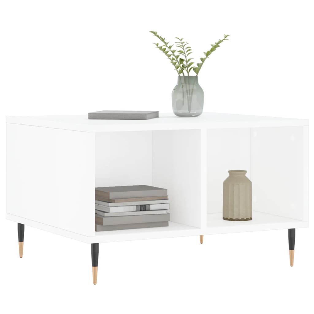 Coffee Table High Gloss White 60x50x36,5 cm Engineered Wood