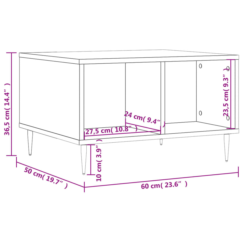 Coffee Table Smoked Oak 60x50x36,5 cm Engineered Wood