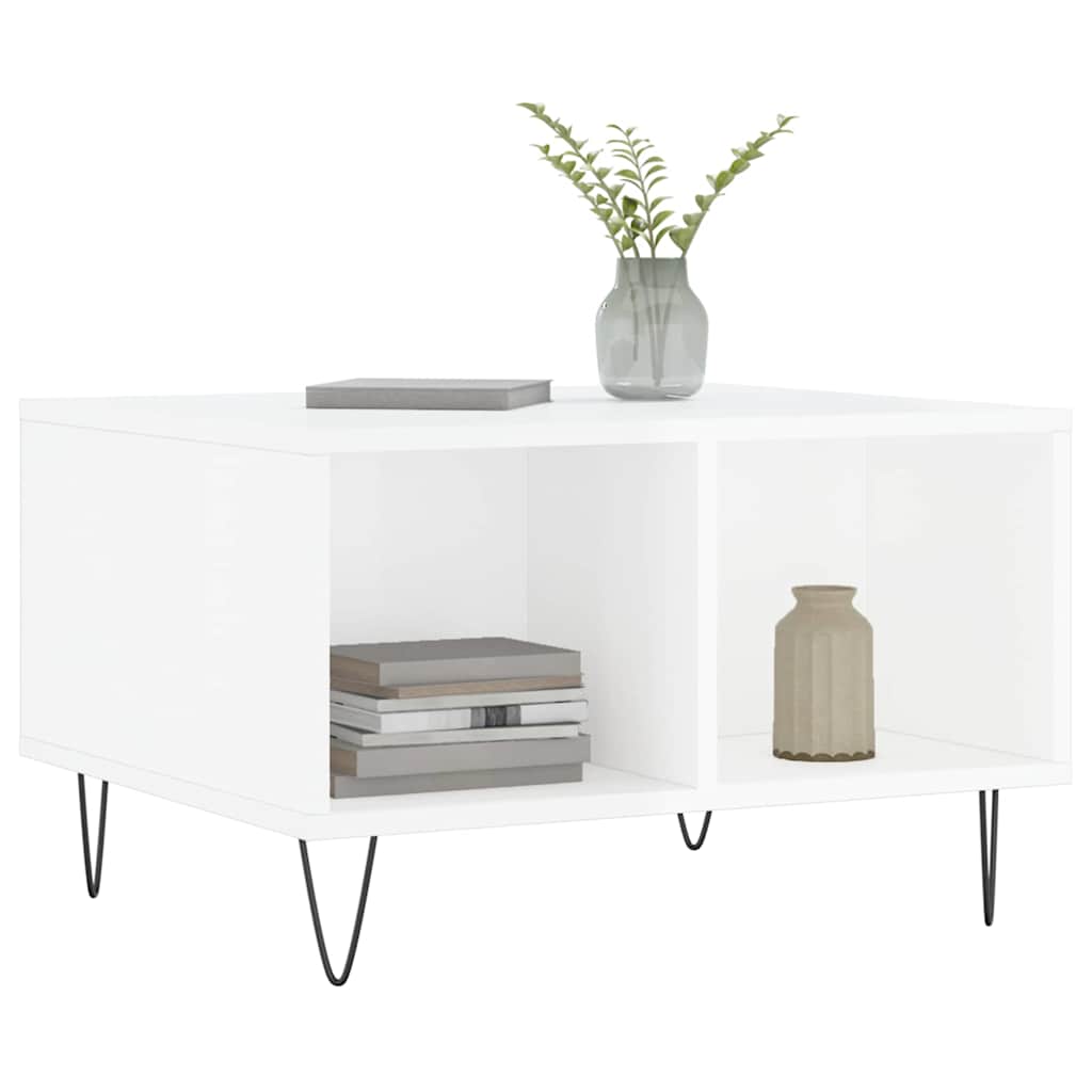 Coffee Table High Gloss White 60x50x36,5 cm Engineered Wood