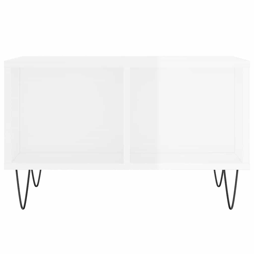 Coffee Table High Gloss White 60x50x36,5 cm Engineered Wood