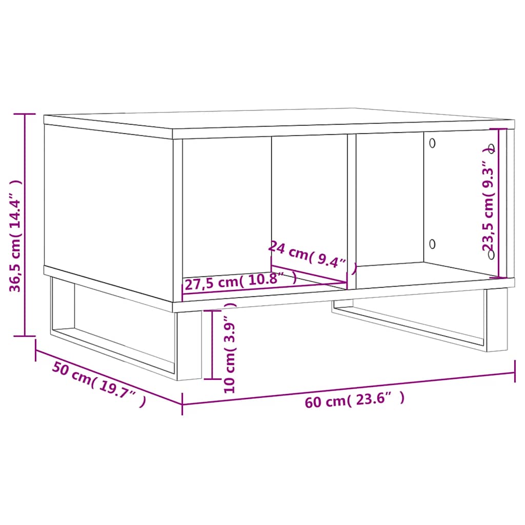 Coffee Table White 60x50x36,5 cm Engineered Wood