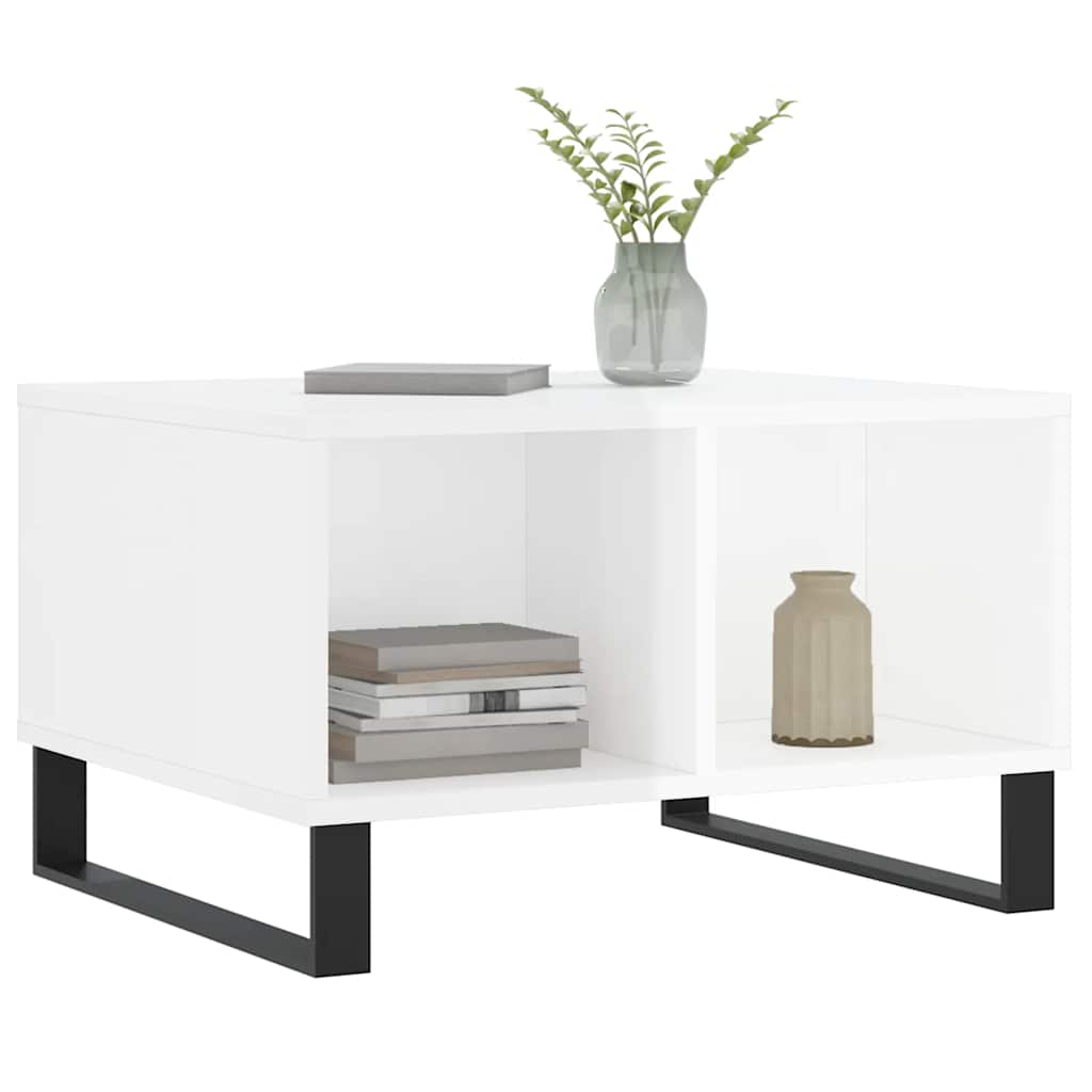Coffee Table High Gloss White 60x50x36,5 cm Engineered Wood