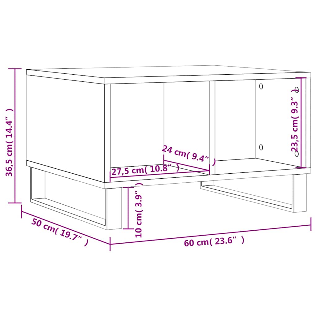 Coffee Table High Gloss White 60x50x36,5 cm Engineered Wood