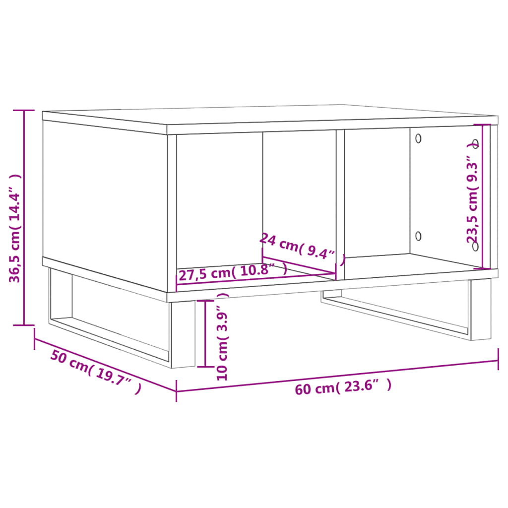 Coffee Table Grey Sonoma 60x50x36,5 cm Engineered Wood