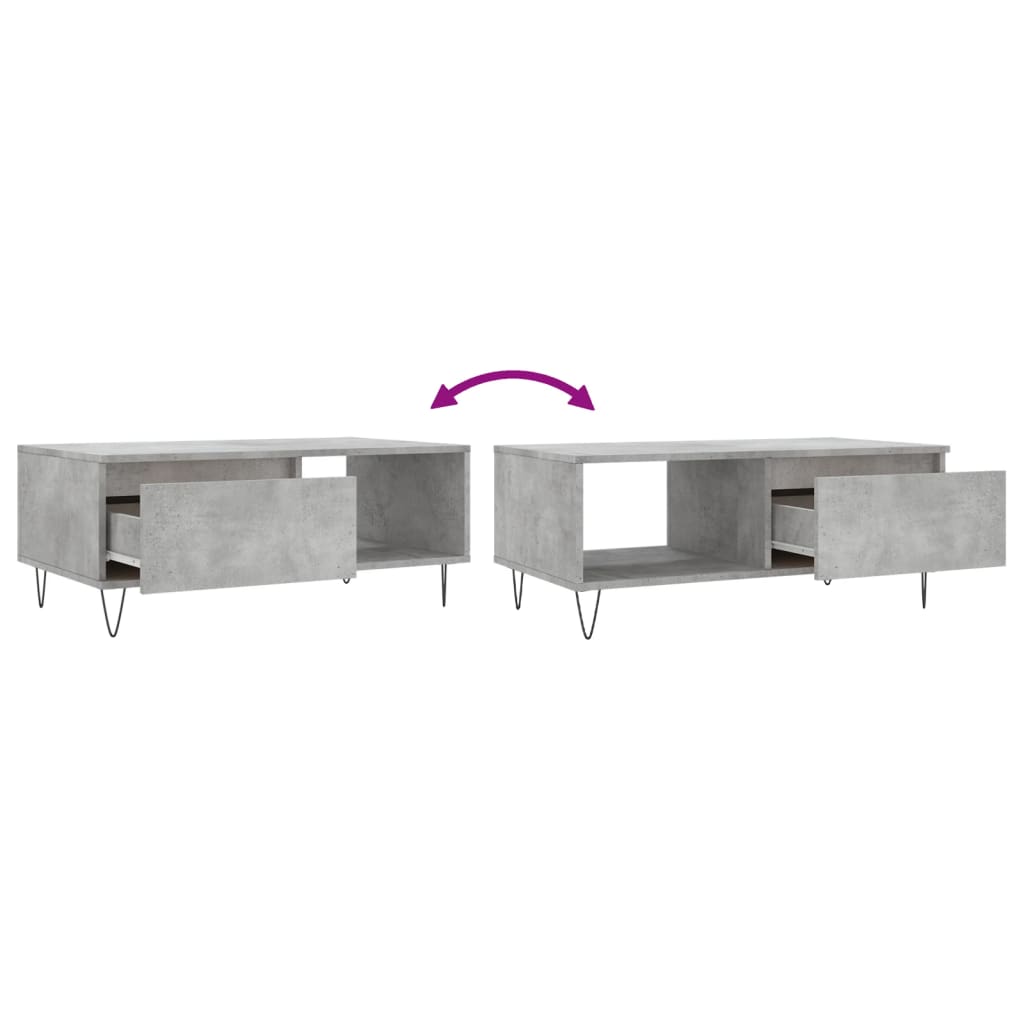 Coffee Table Concrete Grey 90x50x36,5 cm Engineered Wood