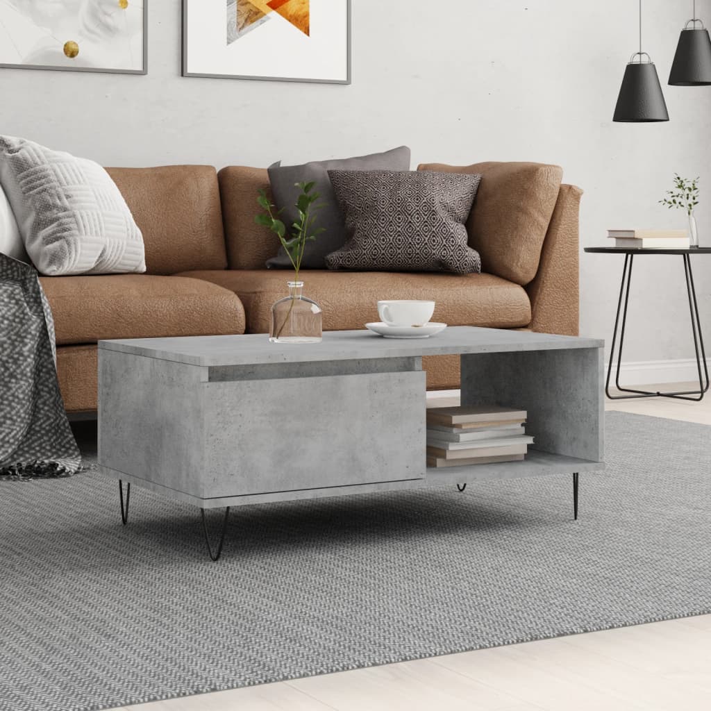 Coffee Table Concrete Grey 90x50x36,5 cm Engineered Wood
