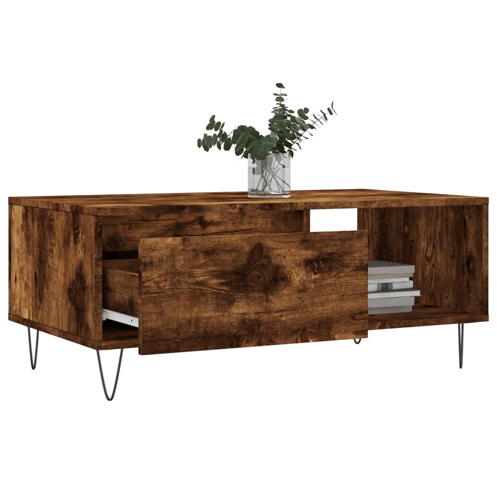 Coffee Table Smoked Oak 90x50x36,5 cm Engineered Wood