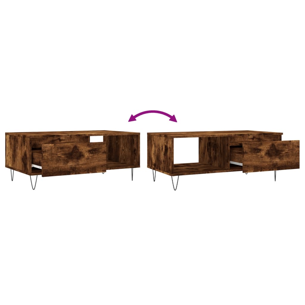Coffee Table Smoked Oak 90x50x36,5 cm Engineered Wood