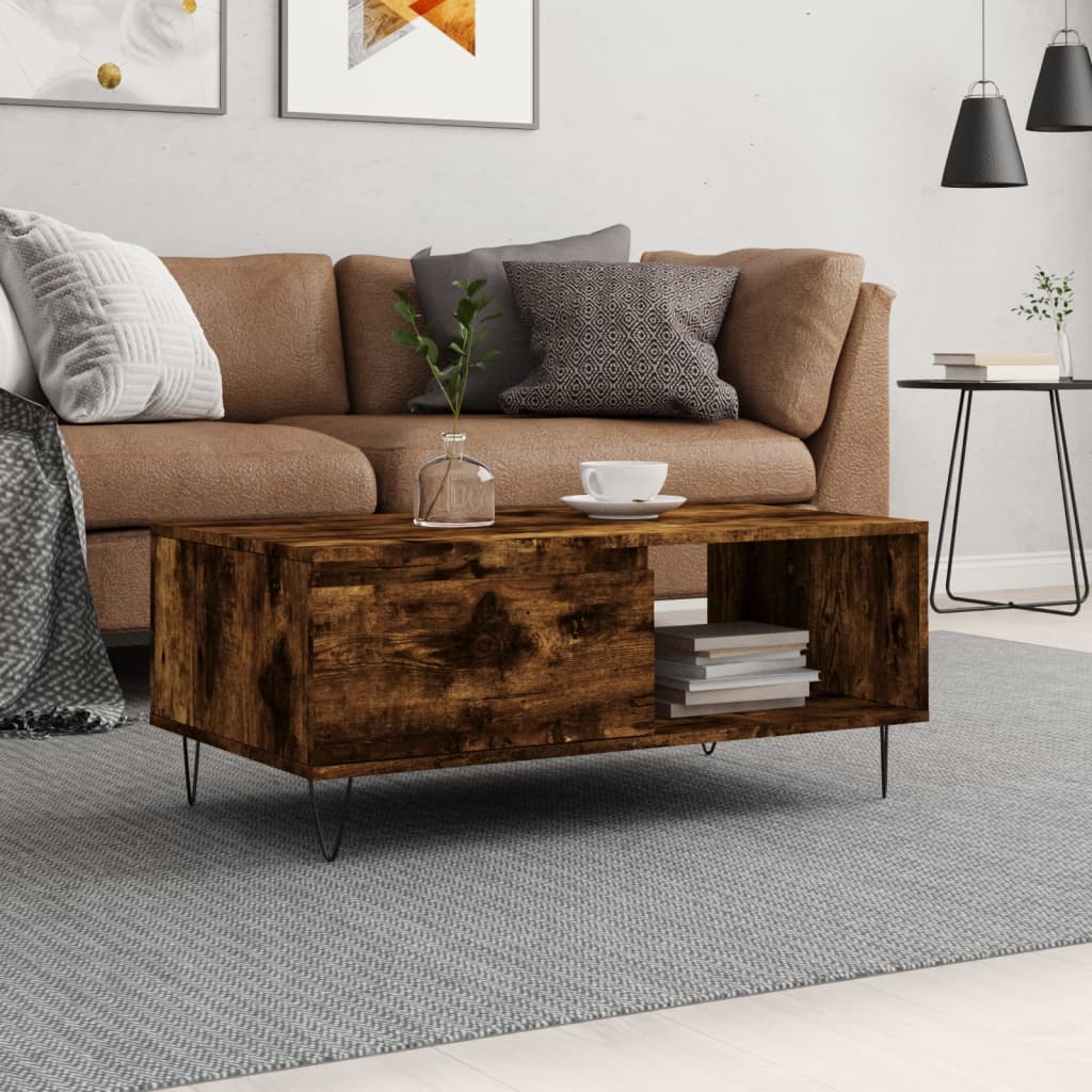 Coffee Table Smoked Oak 90x50x36,5 cm Engineered Wood