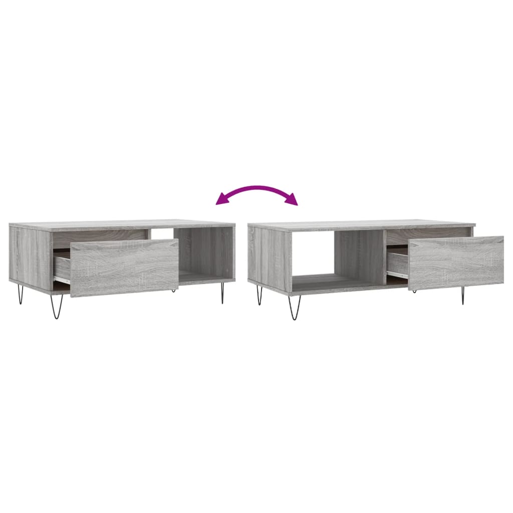 Coffee Table Grey Sonoma 90x50x36,5 cm Engineered Wood