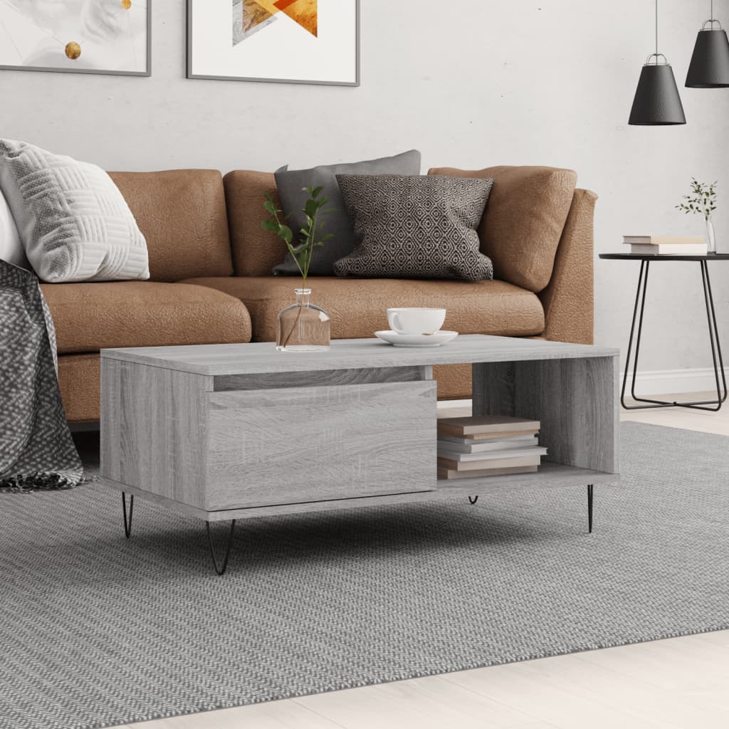 Coffee Table Grey Sonoma 90x50x36,5 cm Engineered Wood