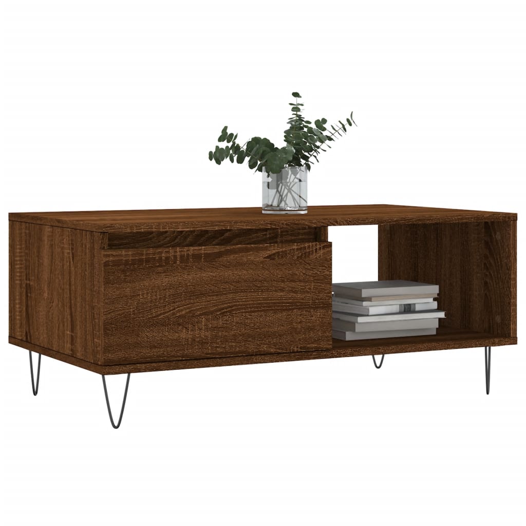 Coffee Table Brown Oak 90x50x36,5 cm Engineered Wood