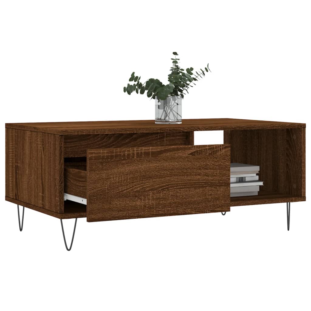 Coffee Table Brown Oak 90x50x36,5 cm Engineered Wood
