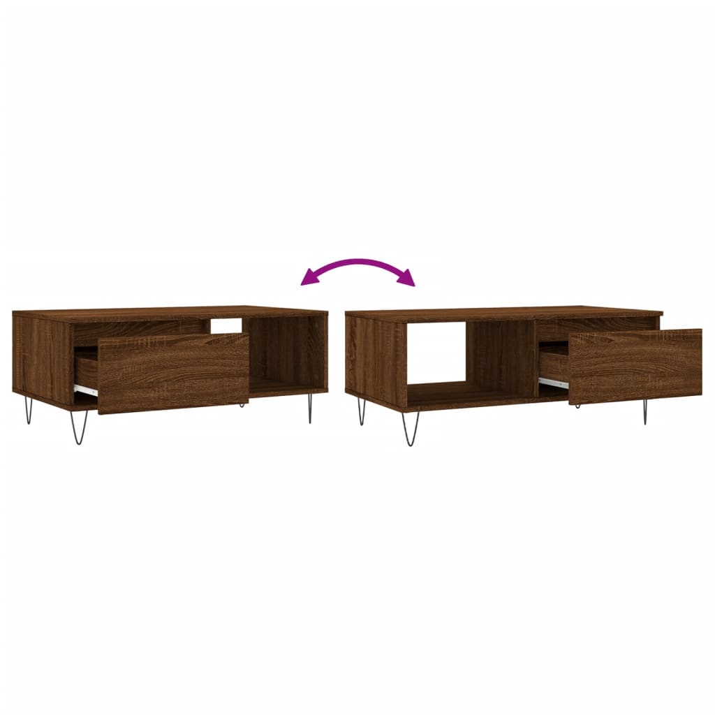 Coffee Table Brown Oak 90x50x36,5 cm Engineered Wood