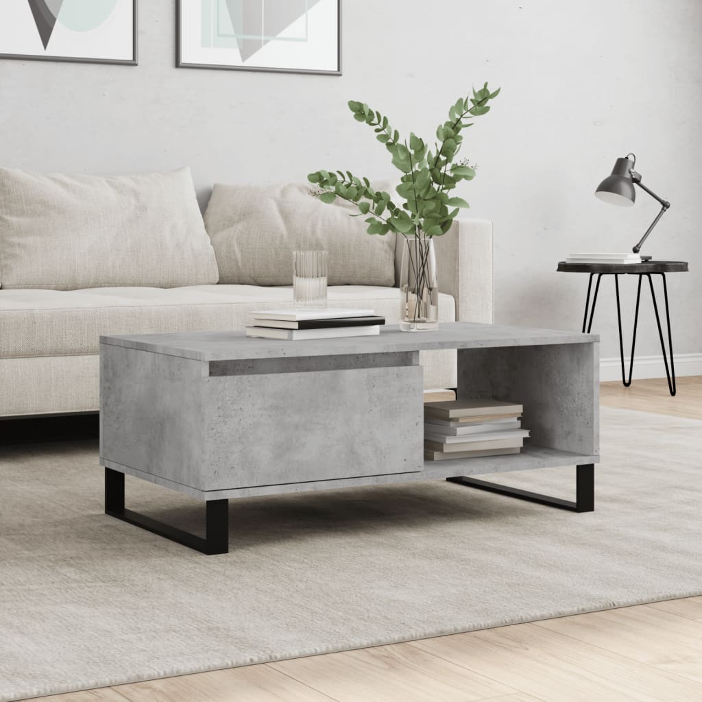 Coffee Table Concrete Grey 90x50x36,5 cm Engineered Wood