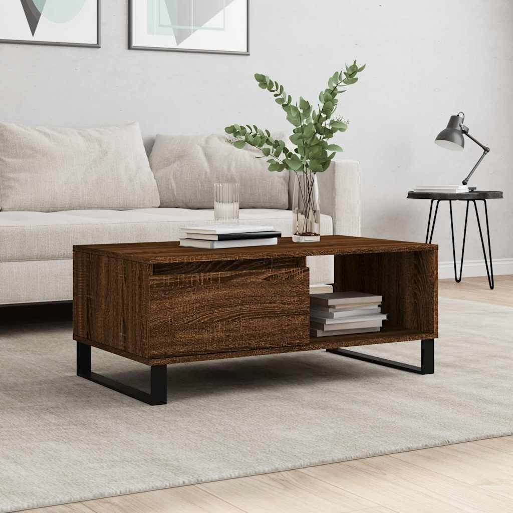 Coffee Table Brown Oak 90x50x36,5 cm Engineered Wood