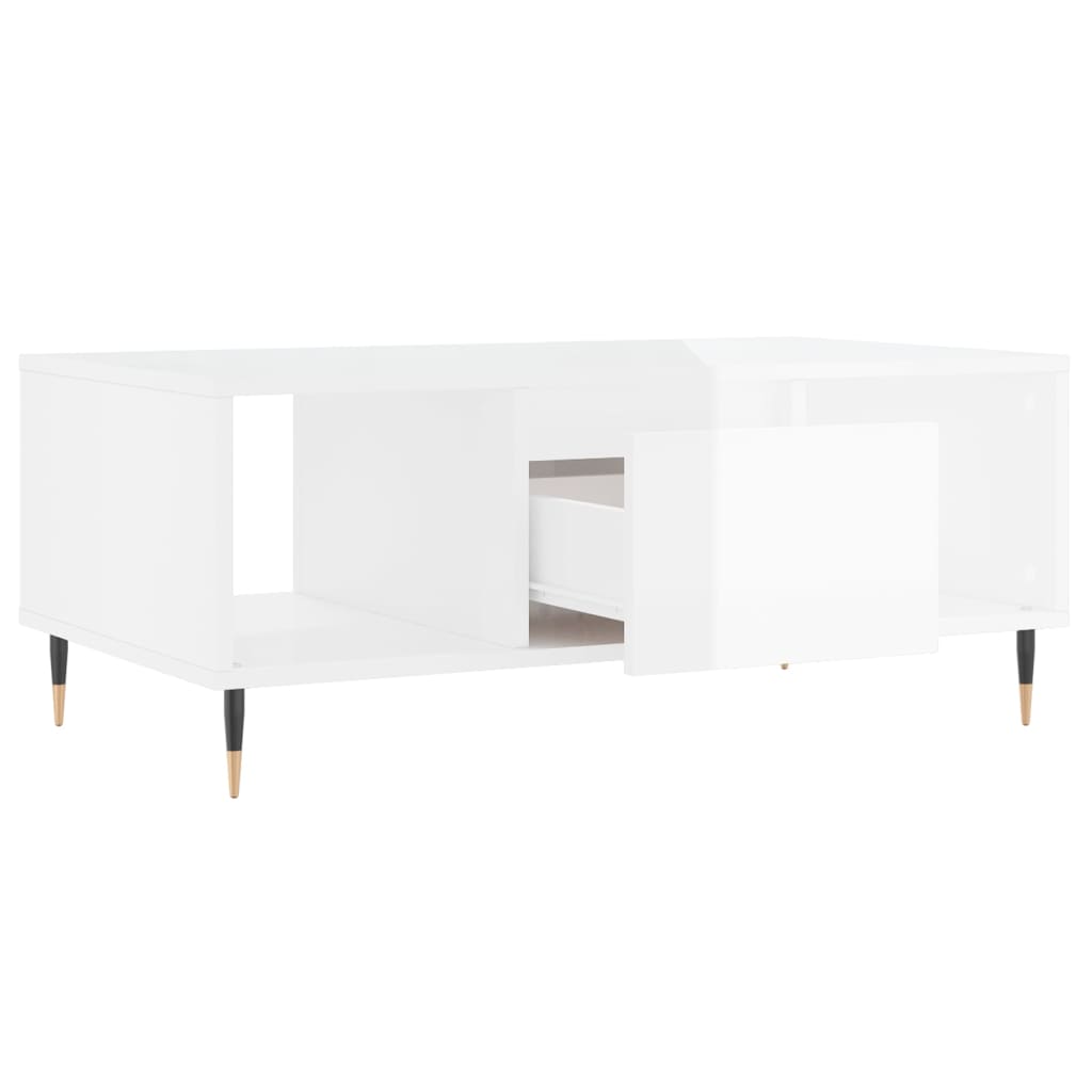 Coffee Table High Gloss White 90x50x36,5 cm Engineered Wood