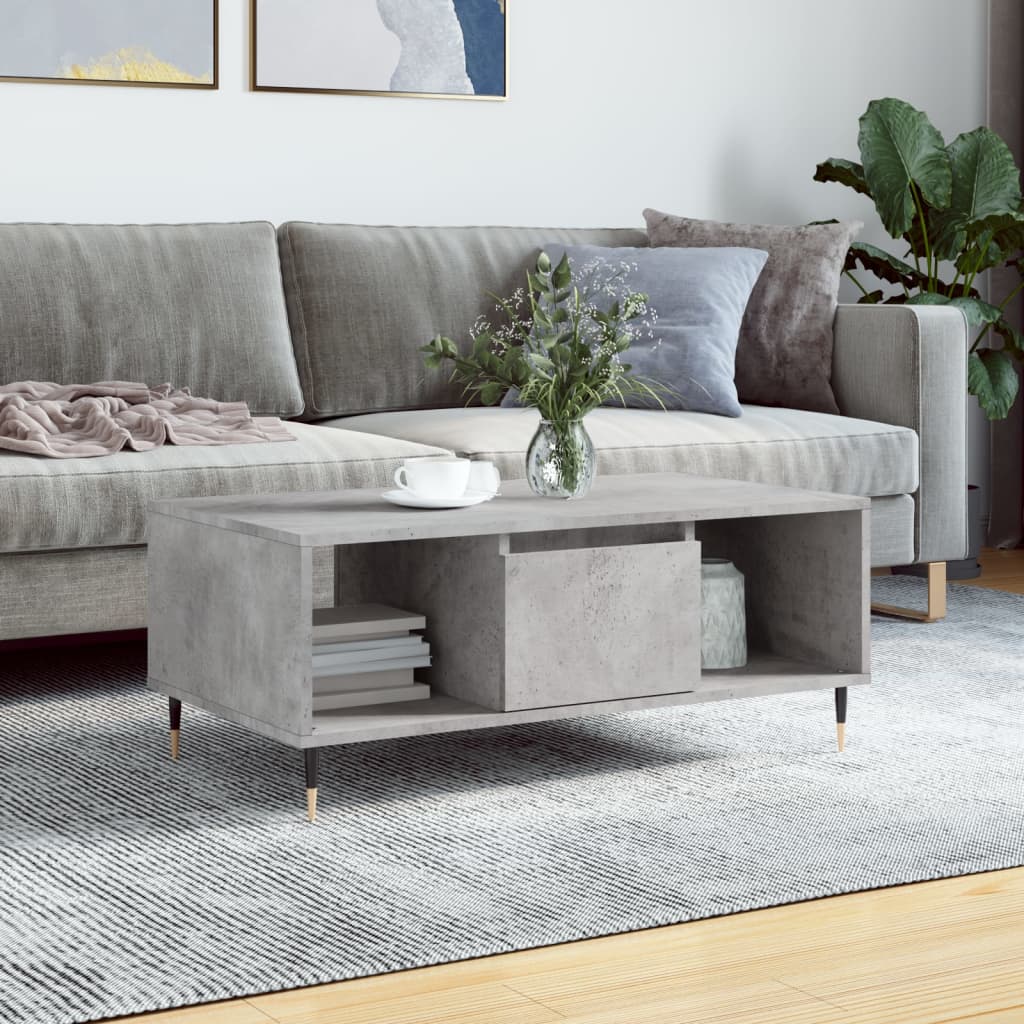 Coffee Table Concrete Grey 90x50x36,5 cm Engineered Wood