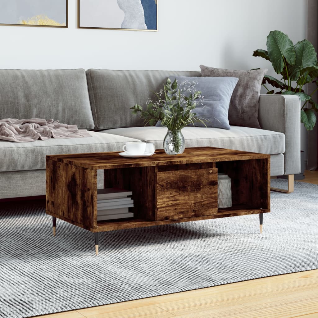 Coffee Table Smoked Oak 90x50x36,5 cm Engineered Wood