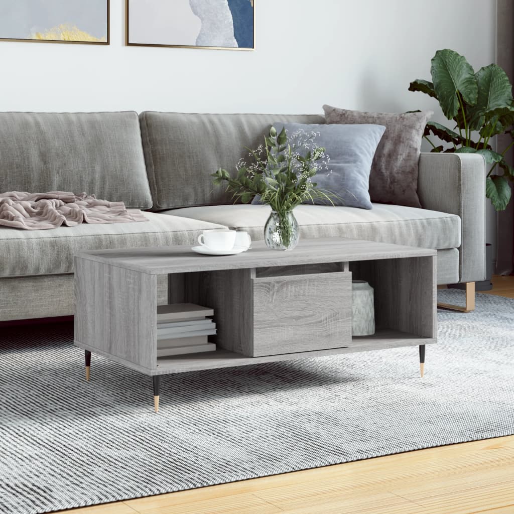 Coffee Table Grey Sonoma 90x50x36,5 cm Engineered Wood
