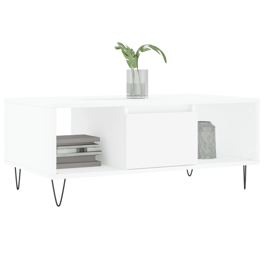 Coffee Table White 90x50x36,5 cm Engineered Wood