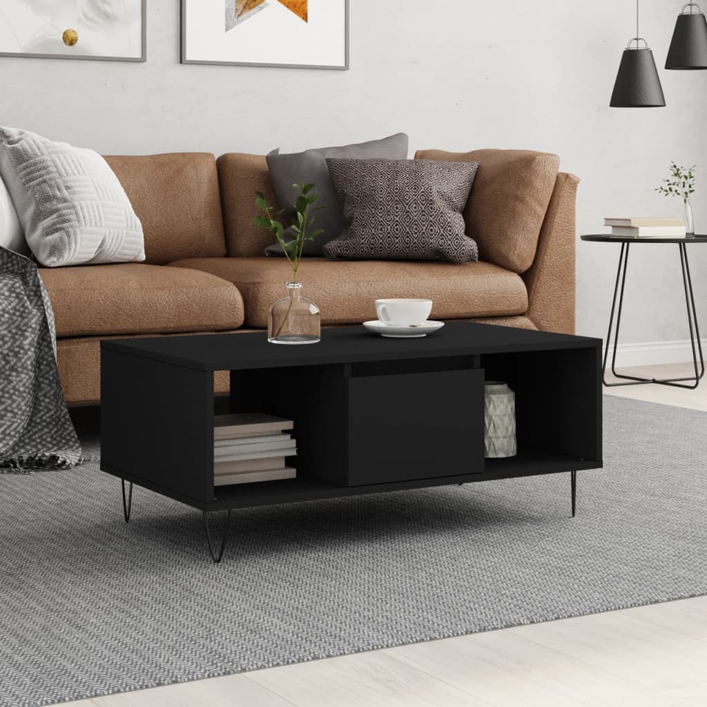 Coffee Table Black 90x50x36,5 cm Engineered Wood