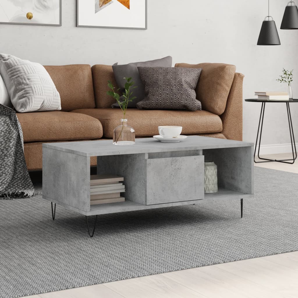 Coffee Table Concrete Grey 90x50x36,5 cm Engineered Wood