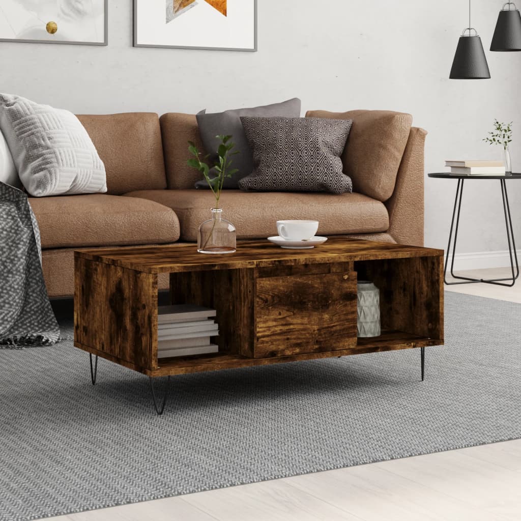 Coffee Table Smoked Oak 90x50x36,5 cm Engineered Wood