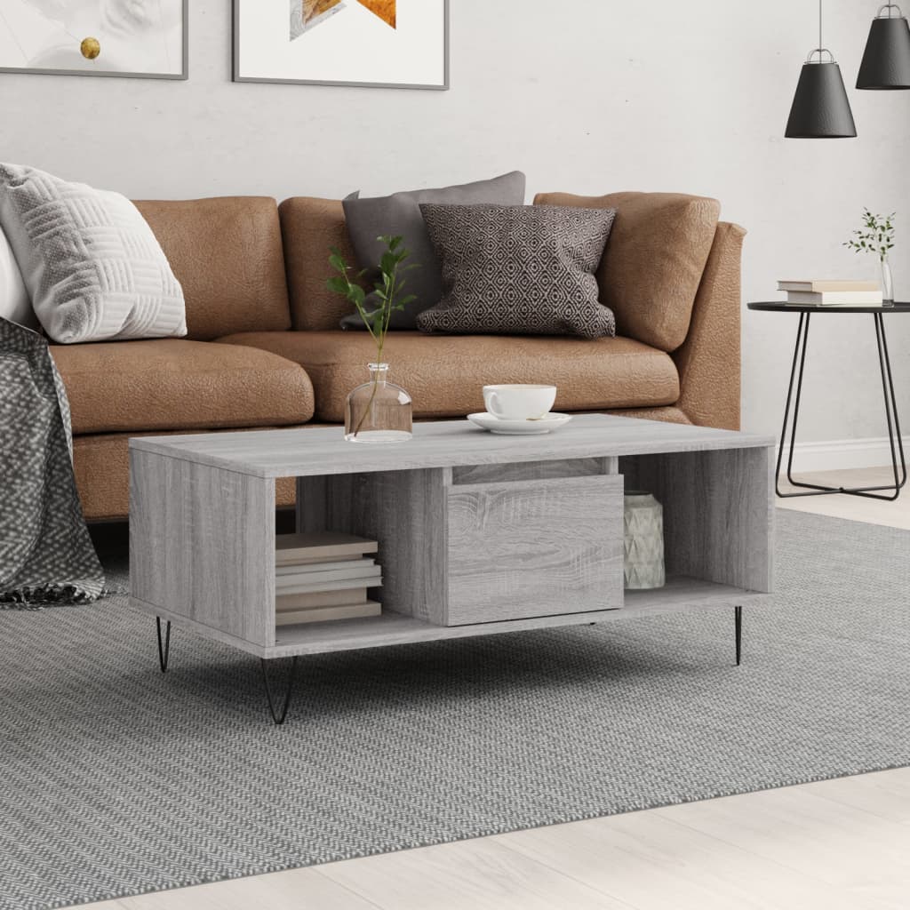 Coffee Table Grey Sonoma 90x50x36,5 cm Engineered Wood