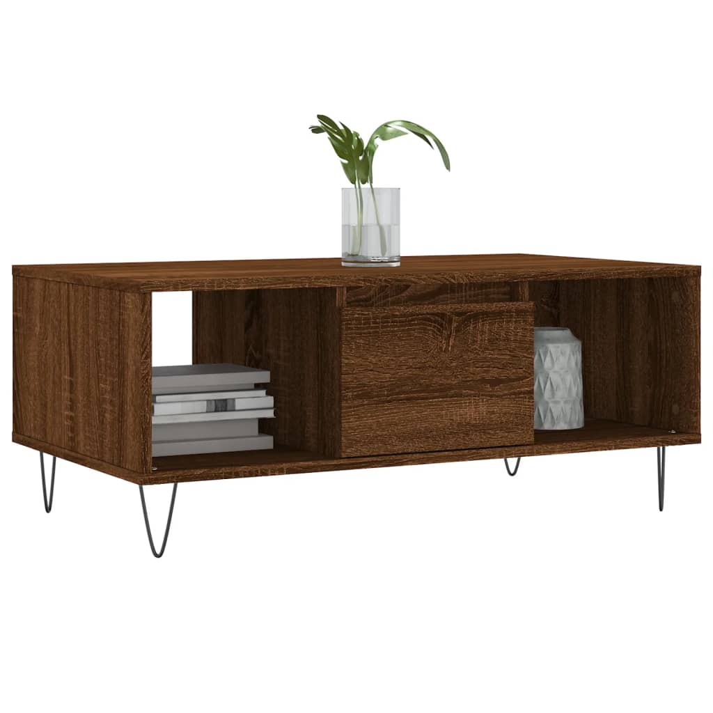 Coffee Table Brown Oak 90x50x36,5 cm Engineered Wood