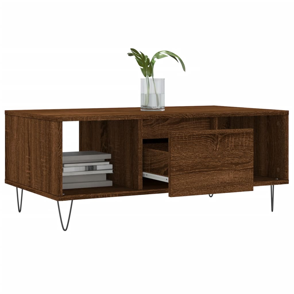 Coffee Table Brown Oak 90x50x36,5 cm Engineered Wood