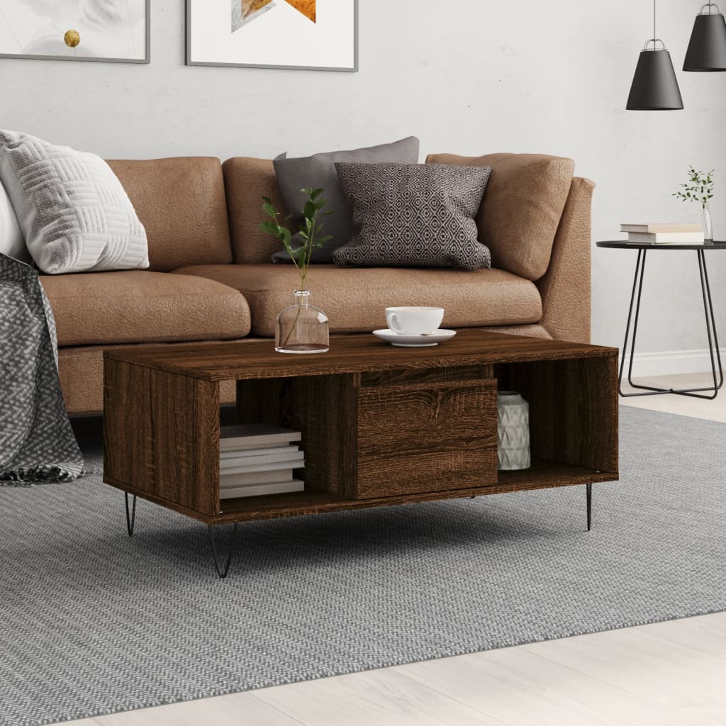 Coffee Table Brown Oak 90x50x36,5 cm Engineered Wood