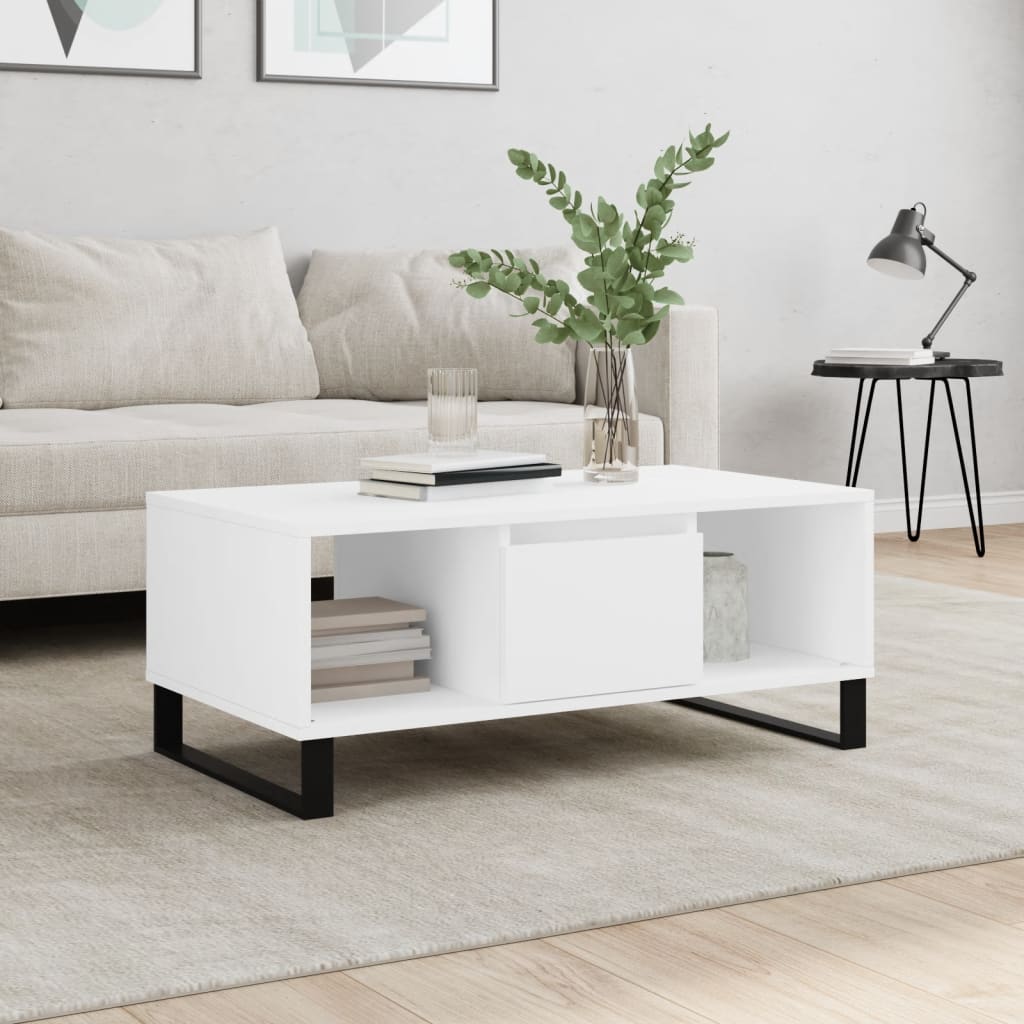 Coffee Table White 90x50x36,5 cm Engineered Wood