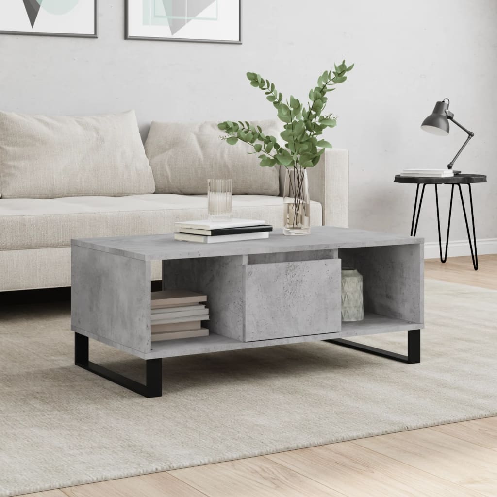Coffee Table Concrete Grey 90x50x36,5 cm Engineered Wood